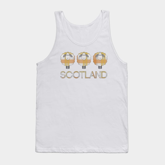 Trio of Scottish Metallic Tone Christmas Tartan Patterned Sheep Tank Top by MacPean